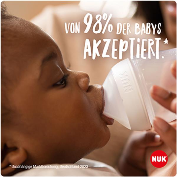NUK Perfect Match Babyflasche mit weichem Silikon-Trinksauger